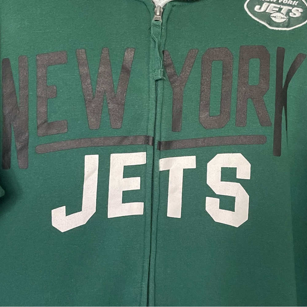 New York Jets Football Zip Hoodie Sweatshirt NFL Size Medium White Hood NFL